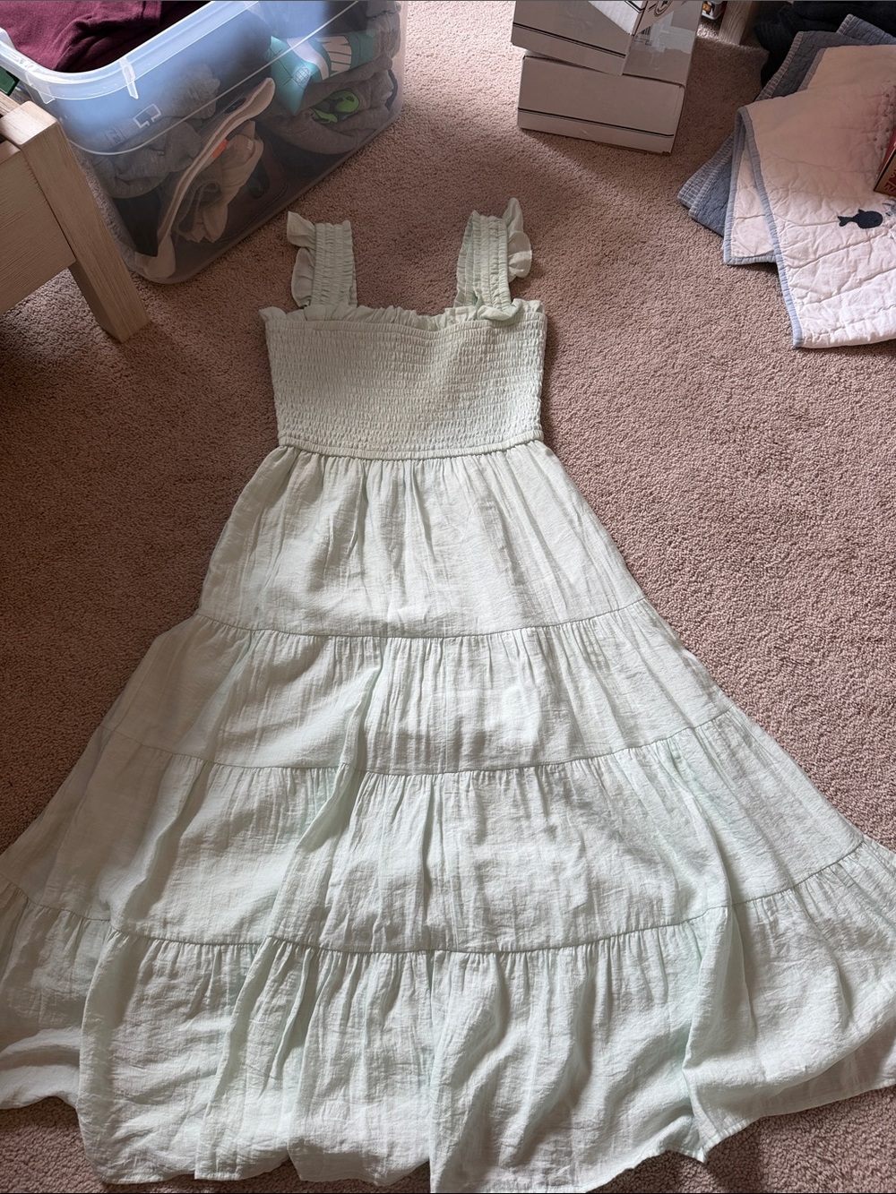 Express Mint Green Smocked Tiered Sundress
